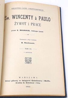 BOUGAUD- ŚW. WINCENTY A PAULO t.1-3, 1911 oprawa - 4