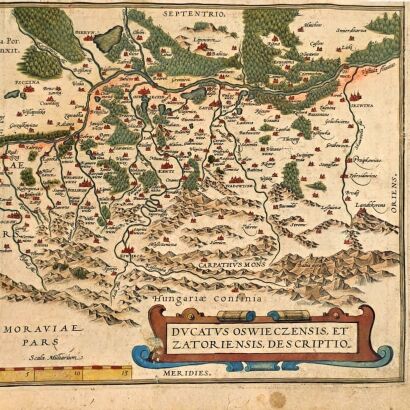 [MAPA KSIĘSTWA OŚWIĘCIMSKO-ZATORSKIEGO] ORTELIUS Abraham – DUCATUS OSWIECZENSIS ET ZATORIENSIS DESCRIPTIO [po 1573]
