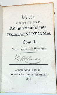 NARUSZEWICZ- DZIEŁA POETYCZNE t. 1-2 [komplet w 2wol.] 1826 - 4