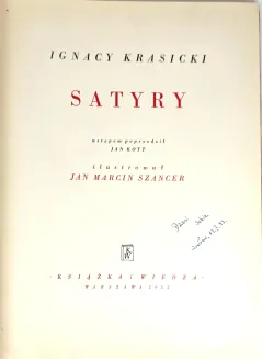 KRASICKI- BAJKI, SATYRY ilustr. SZANCER wyd. 1951-2 - 3