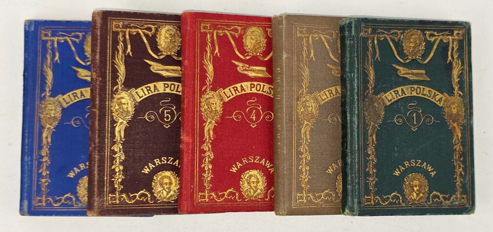 LIRA POLSKA  5wol. 1884 dekoracyjna oprawa wydawnicza