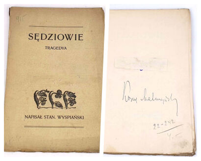 WYSPIAŃSKI - SĘDZIOWIE TRAGEDYA 1907, wyd.1, autograf Kornela Makuszyńskiego