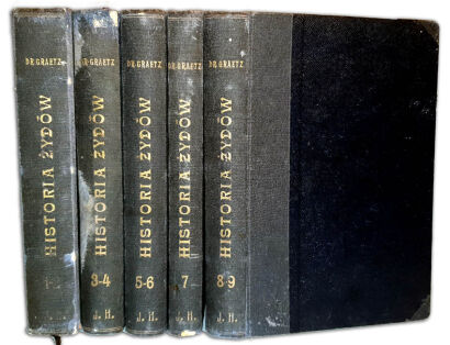GRAETZ – HISTORJA ŻYDÓW . T. 1-9 (komplet w 5 wol.) wyd. 1929