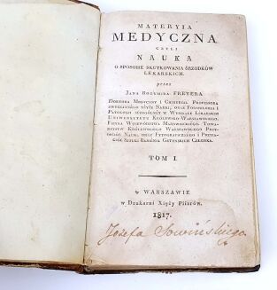 FREYER- MATERYIA MEDYCZNA t.1  wyd. 1817 - 3