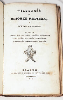 KILIŃSKI- WIADOMOŚĆ O OBIORZE PAPIEŻA I DWORZE JEGO wyd. 1833 - 3