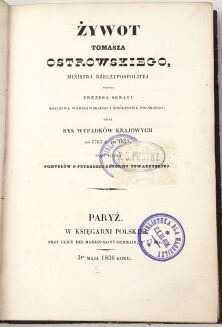 OSTROWSKI - ŻYWOT TOMASZA OSTROWSKIEGO t.1-2 [komplet w 2 wol.] 1836 - 3