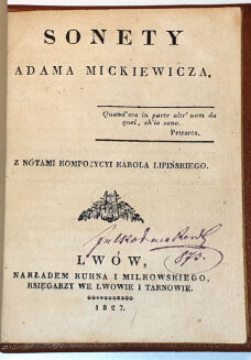MICKIEWICZ - SONETY ADAMA MICKIEWICZA Lwów 1827 - 4