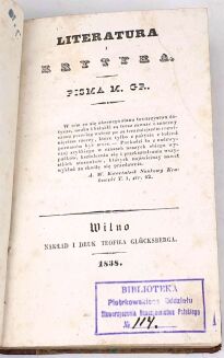 GRABOWSKI - LITERATURA I KRYTYKA cz.3, Wilno 1838 - 4