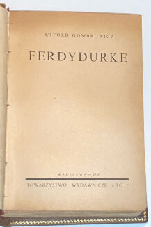 GOMBROWICZ - FERDYDURKE wyd.1 z 1938r. il. BRUNO SCHULZ - 3
