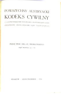 WRÓBLEWSKI - POWSZECHNY AUSTRYACKI KODEKS CYWILNY t.1-2 - 3