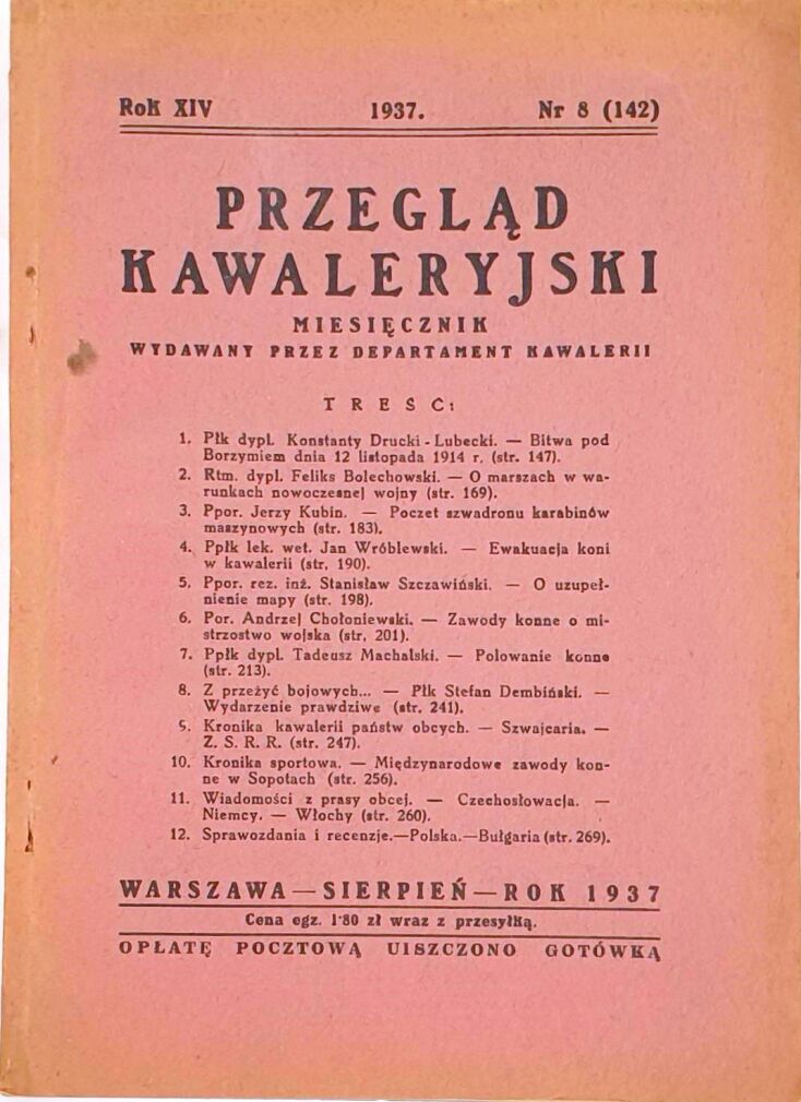 PRZEGLĄD KAWALERYJSKI Nr 8 (142) 1937