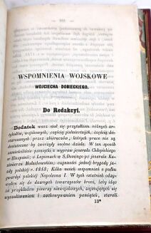 DOBIECKI - WSPOMNIENIA WOJSKOWE. Kraków 1859 Napoleon - 8