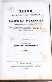 NIEMCEWICZ - ZBIÓR PAMIĘTNIKÓW HISTORYCZNYCH O DAWNEJ POLSZCZE 1838 t. 1-4. Niesygnowana oprawa Antoniego Oehla - 8