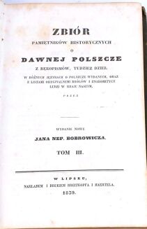 NIEMCEWICZ - ZBIÓR PAMIĘTNIKÓW HISTORYCZNYCH O DAWNEJ POLSZCZE 1838 t. 1-4. Niesygnowana oprawa Antoniego Oehla - 12