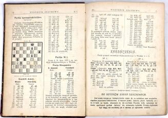 [PIERWSZE POLSKIE CZASOPISMO SZACHOWE] TYGODNIK SZACHOWY R. 1. NR 1-4, 7-12. R. 2. NR 1-32. Warszawa 1898-1899. - 4