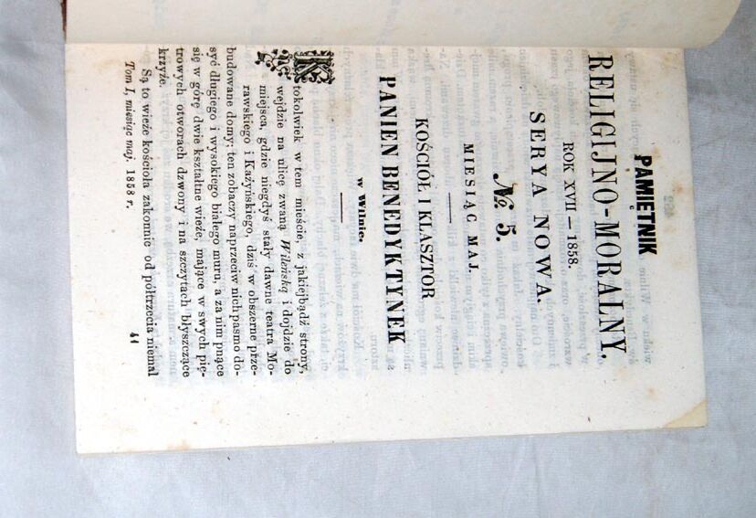 IWASZKIEWICZ- KOŚCIÓŁ I KLASZTOR PANIEN BENEDYKTYNEK W WILNIE Pamiętnik Religijno-Moralny 1858