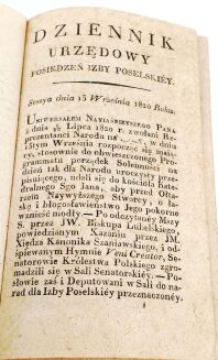 OBNIŃSKI - DZIENNIK POSIEDZEŃ IZBY POSELSKIEY wyd. 1820 - 4