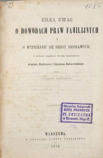 [Z Biblioteki prawniczej Feliksa Szenwica] BUDZIŃSKI- KILKA UWAG O DOWODACH PRAW FAMILIJNYCH I WYPIERANIU SIĘ DZIECI NIEPRAWYCH  1858. Dedykacja Autora! - 4