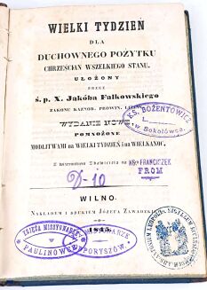 FALKOWSKI- WIELKI TYDZIEŃ DLA DUCHOWEGO POŻYTKU Wilno 1845 - 2