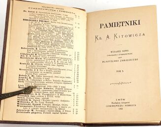 KITOWICZ - PAMIĘTNIKI KS. KITOWICZA. T. 1-3 [komplet w 2 wol.] Lwów 1882 - 3