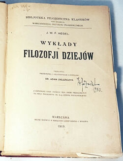 HEGEL- WYKŁADY O FILOZOFII wyd. 1 z 1919 - 2