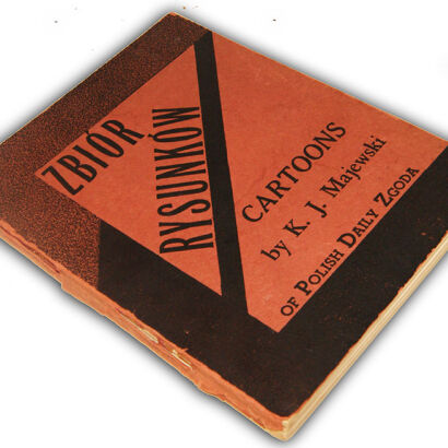 MAJEWSKI- ZBIÓR RYSUNKÓW: CARTOONS OF POLISH DAILY ZGODA Chicago 1947 Hitler, nazizm, faszyzm AUTOGRAF