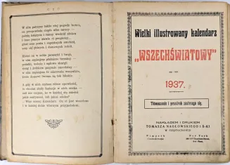 WIELKI ILUSTROWANY KALENDARZ „WSZECHŚWIATOWY” NA ROK PAŃSKI 1937 - 4