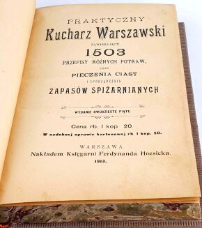 PRAKTYCZNY KUCHARZ WARSZAWSKI wyd. 1913 - 8