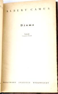 ALBERT CAMUS - DŻUMA wyd.1 - 3