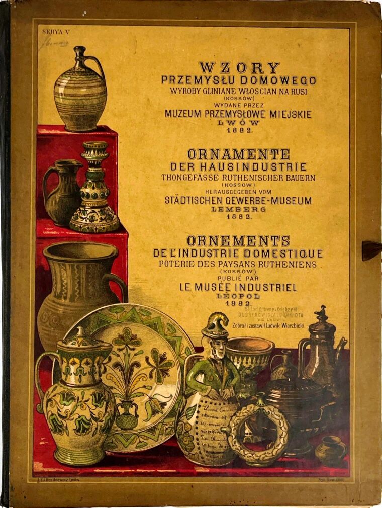 WZORY PRZEMYSŁU DOMOWEGO : WYROBY GLINIANE WŁOSCIAN NA RUSI (NACZYNIA Z KOSSOWA) wyd. 1882