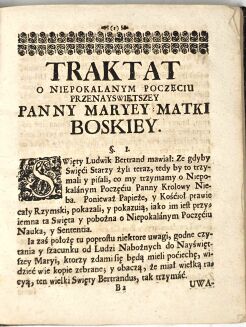 ANTYST, JABŁONOWSKI - TRAKTAT O NIEPOKALANYM POCZĘCIU NAYŚWIĘTSZEY PANNY MARYEY MATKI BOGA 1720 - 4