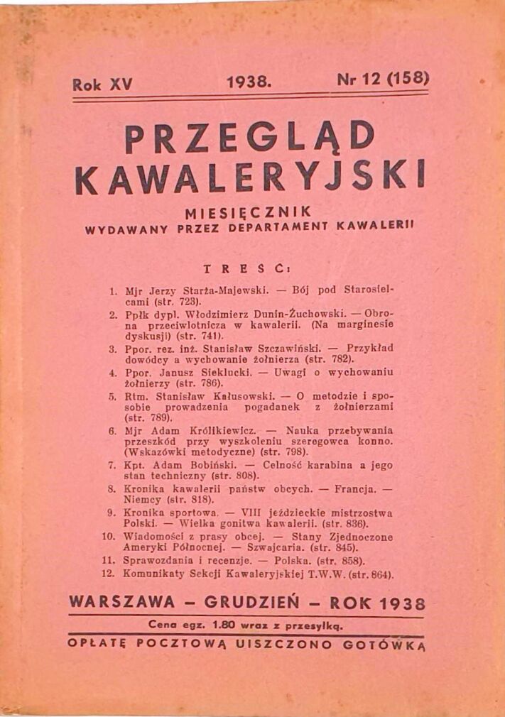 PRZEGLĄD KAWALERYJSKI Nr 12 (158) 1938