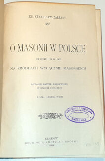 ZAŁĘSKI- O MASONII W POLSCE wyd. 1908 - 2