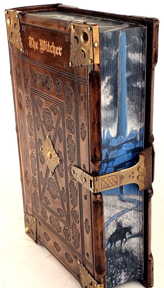 Andrzej Sapkowski - The Witcher. Illustrated Edition, Premium Leather Binding, Metalwork, Fore edge Painting