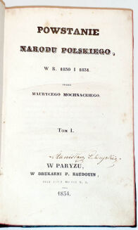 MOCHNACKI- POWSTANIE NARODU POLSKIEGO t. 1-2,  piękny półskórek z księgozbioru Feliksa Wężyka w Mroczeniu - 3