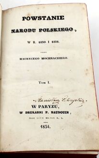 MOCHNACKI- POWSTANIE NARODU POLSKIEGO t. 1-2,  piękny półskórek z księgozbioru Feliksa Wężyka w Mroczeniu - 11