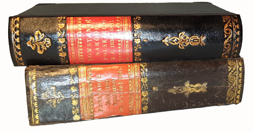 MOCHNACKI- POWSTANIE NARODU POLSKIEGO t. 1-2,  piękny półskórek z księgozbioru Feliksa Wężyka w Mroczeniu