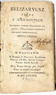 MARMONTEL- BELIZARYUSZ. Warszawa 1787, ryciny - 6
