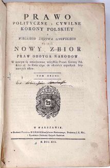 TRĘBICKI - PRAWO POLITYCZNE I CYWILNE KORONY POLSKIEY Y WIELKIEGO XIĘZTWA LITEWSKIEGO t.1-2 [komplet w 2 wol.] wyd. 1789-1791 - 12