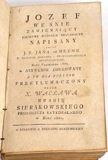 SIERAKOWSKI- JÓZEF WE ŚNIE ZAWIERAJACY FAŁSZYWE RÓŻNYCH IMAGINACYE t.3 wyd. 1802 - 2