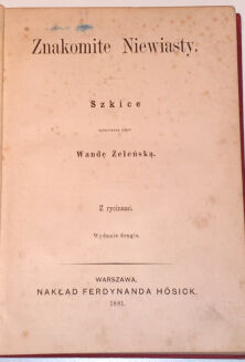 ZIELIŃSKA - ZNAKOMITE NIEWIASTY 1881r. - 2