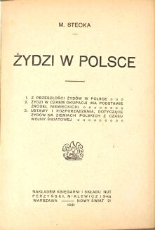 STECKA- ŻYDZI W POLSCE wyd. 1921 - 2