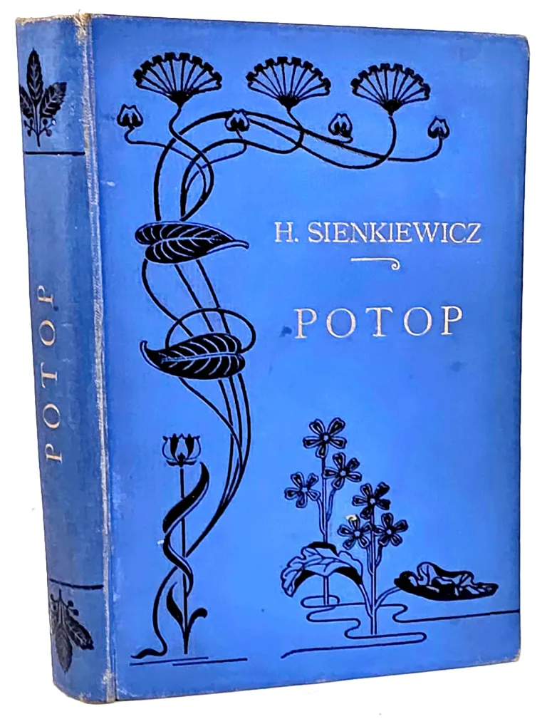 SIENKIEWICZ- POTOP z 8 rysunkami Antoniego Piotrowskiego. Oprawa sygnowana: Karol Wójcik