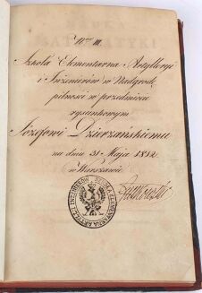 KONKOWSKI - NAUKA MATEMATYKI DO UŻYCIA SZKOŁY ELEMENTARNEY ARTYLERYI I INŻENIERÓW. T. 1, OBEYMUIĄCY ARYTMETYKĘ. Oprawa 1812 - 9
