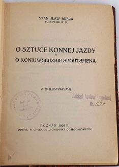 BREZA- O SZTUCE KONNEJ JAZDY wyd. 1926 - 4