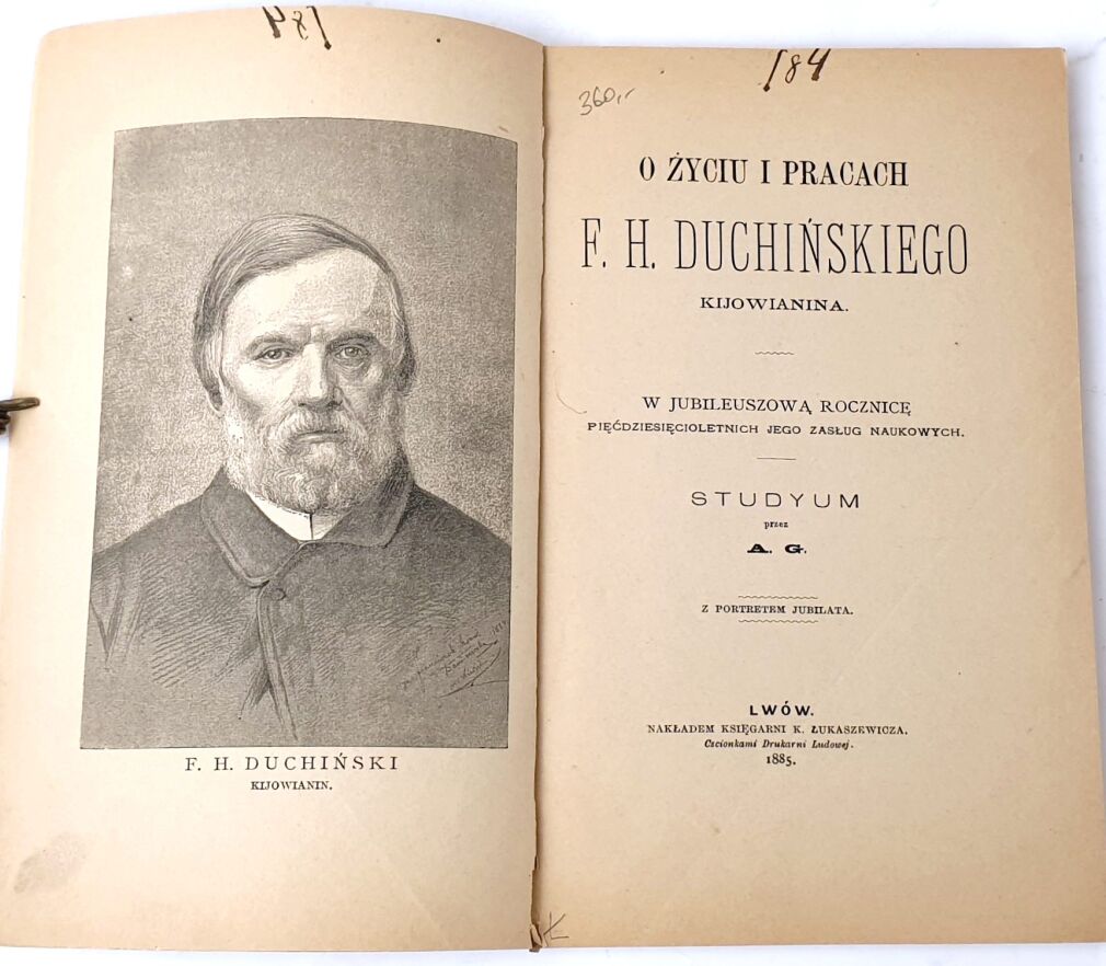 GILLER- O ŻYCIU I PRACACH F.H. DUCHIŃSKIEGO KIJOWIANINA 1885