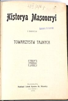 EGER - HISTORYA  MASONERYI  i innych towarzystw tajnych 1904r. - 4