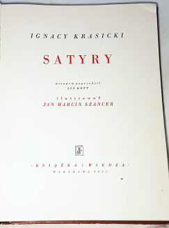 KRASICKI- SATYRY ilustr. SZANCER wyd. 1952r. - 3