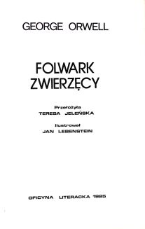 ORWELL- FOLWARK ZWIERZĘCY ilustr. Lebenstein - 3