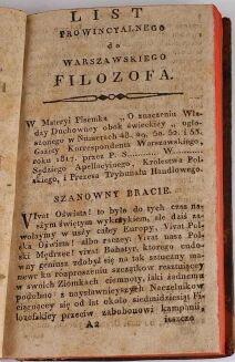 SUROWIECKI- LIST PROWINCYALNEGO DO WARSZAWSKIEGO FILOZOFA Wilno 1817 [masoneria] - 3